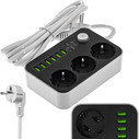 Listwa zasilająca 2m 3 socket 10A +6 USB 