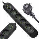 Listwa zasilająca 2m 4 socket 10A +3 USB Czarny