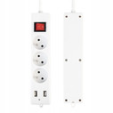 Przedłużacz listwowy 3 m. 3 gniazda 2 x USB W