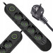 Listwa zasilająca 2m 4 socket 10A +3 USB Czarny