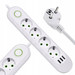Listwa zasilająca 2m 4 socket 10A +3 USB biała
